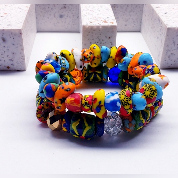 Handmade Beaded African Bracelet, Unisex #7 (2 pieces) - Picture 1 of 5